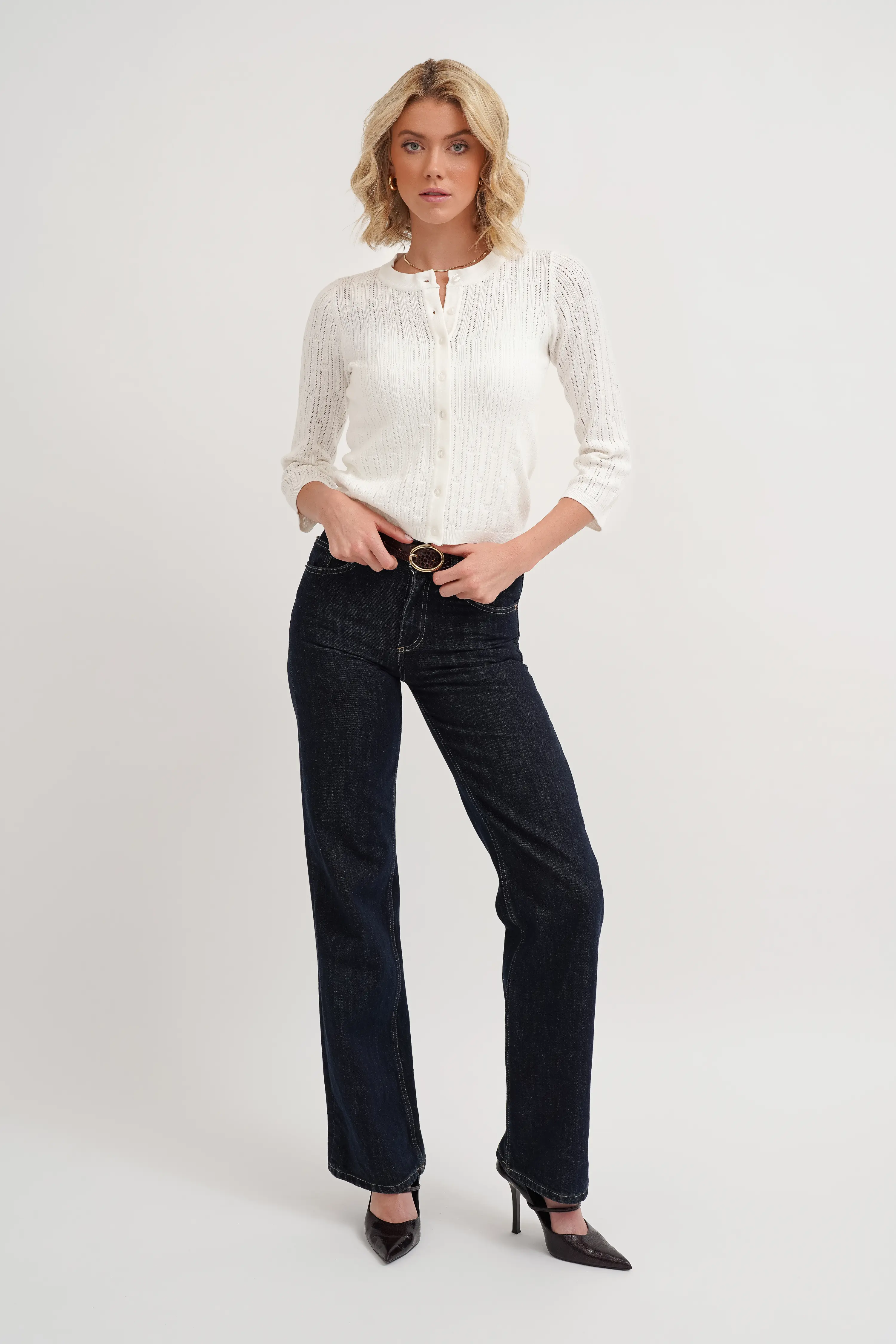 The Pointelle Button Cardigan - Image 3
