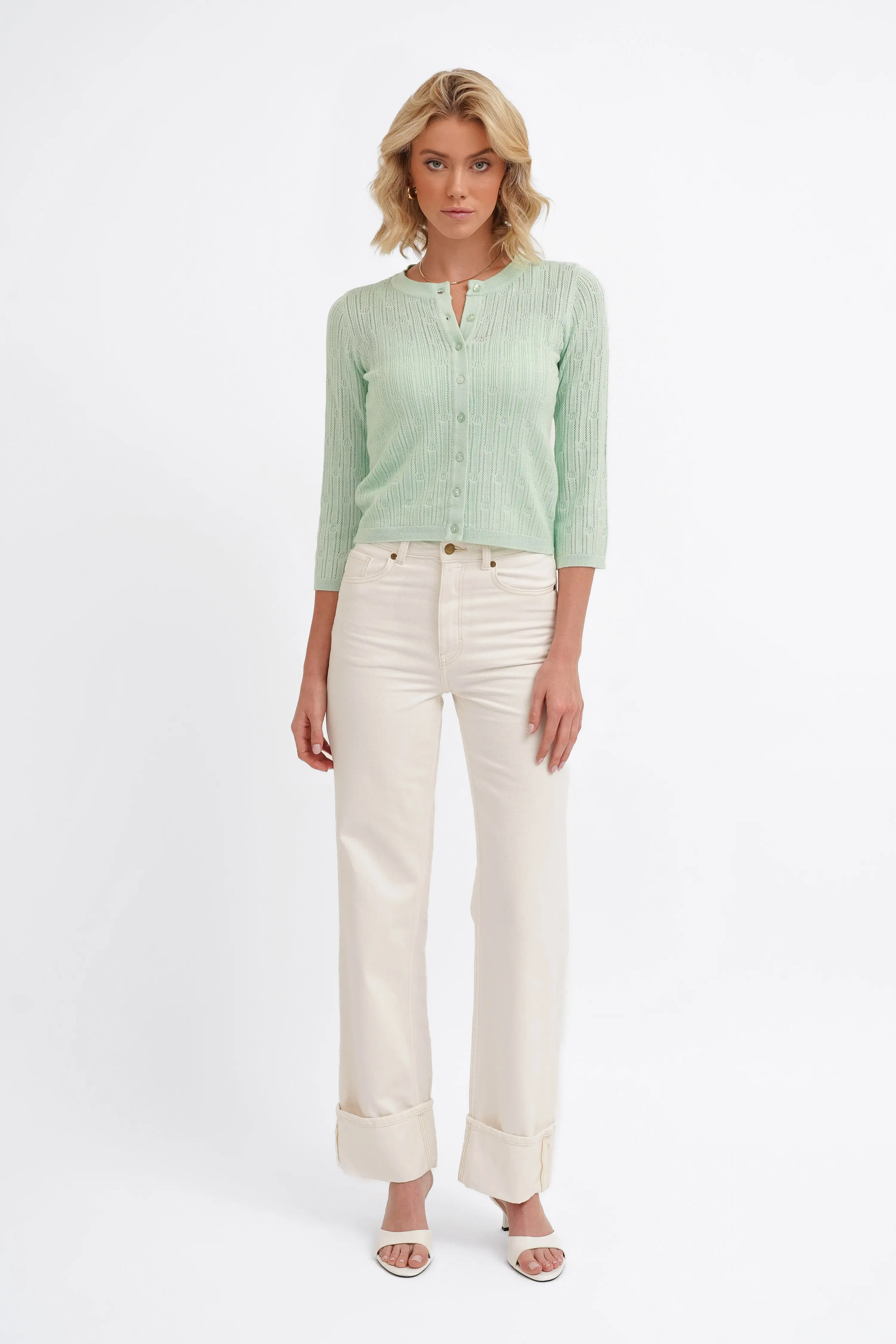 The Pointelle Button Cardigan - Image 5