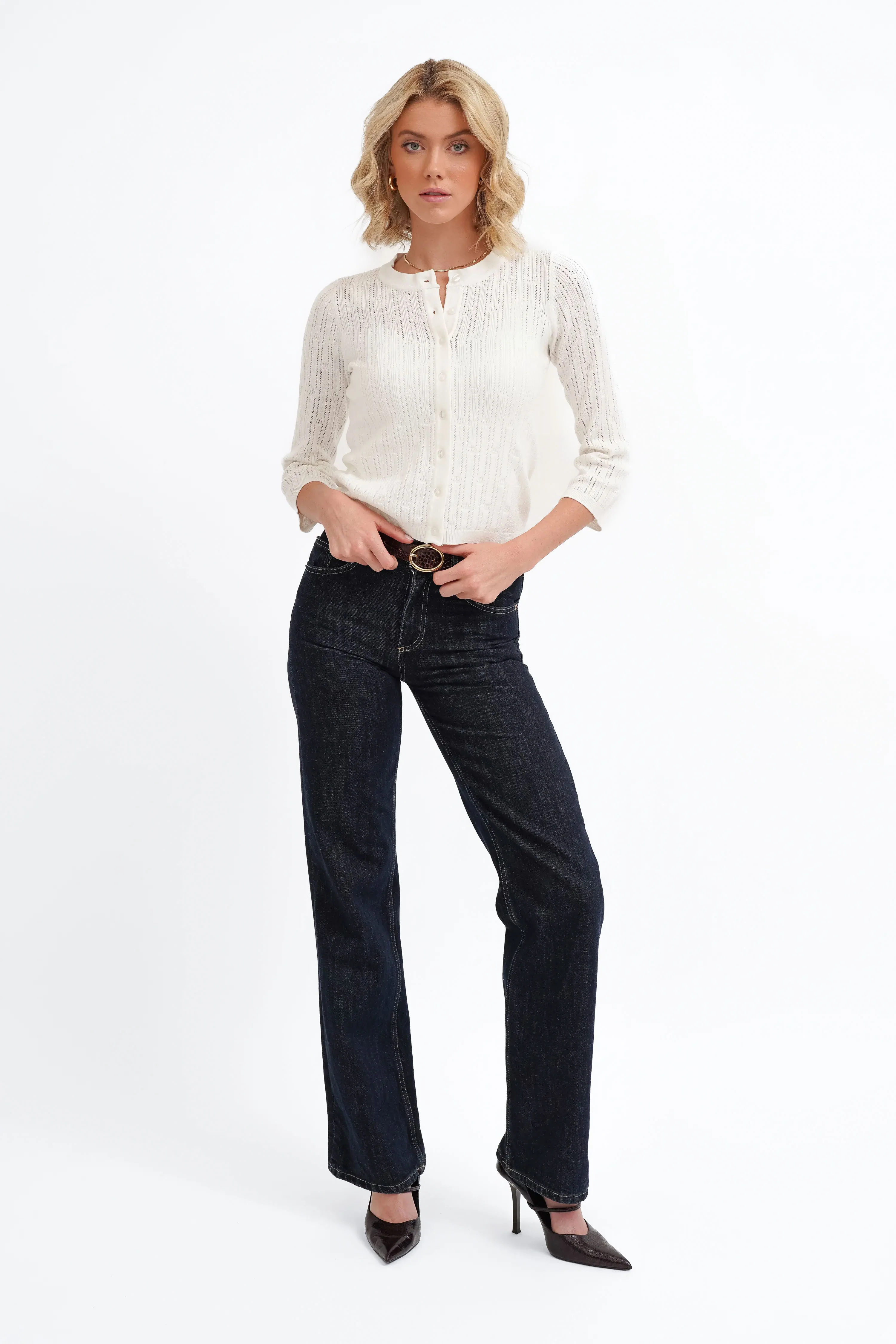 The Pointelle Button Cardigan - Image 7