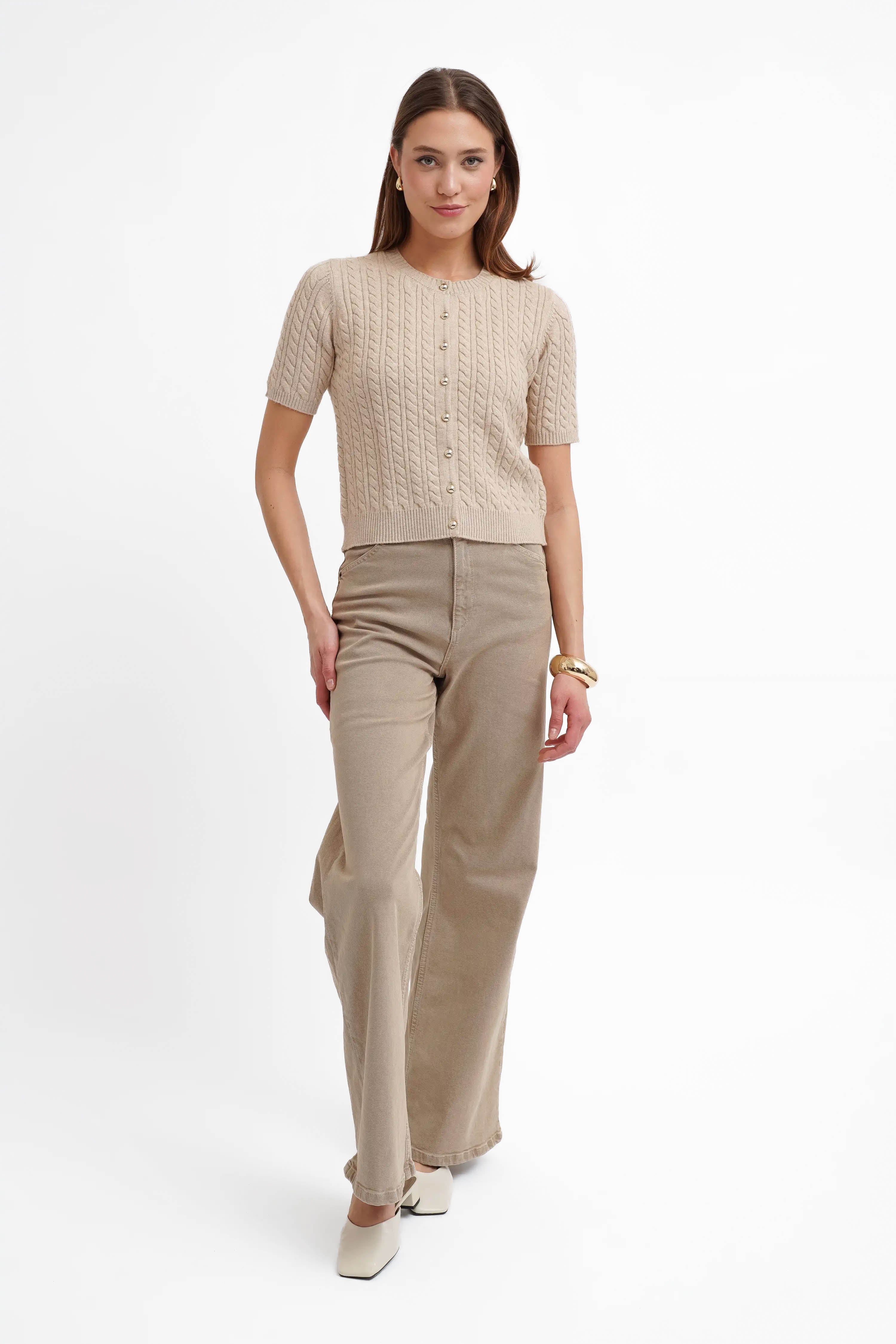 The Classic Cable Short Sleeve Cardigan - Image 3