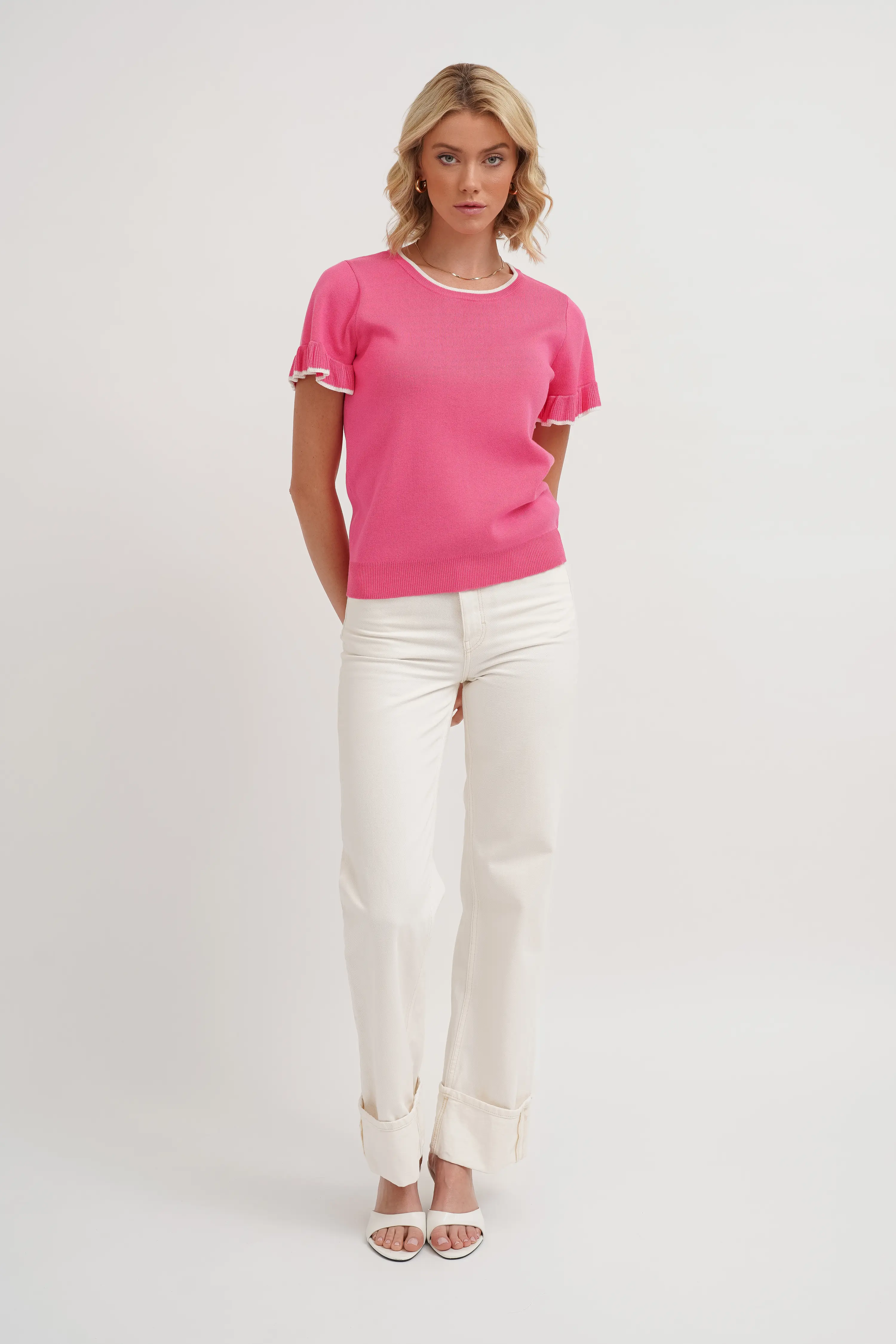 The Contrast Trim Ruffle Tee - Image 2