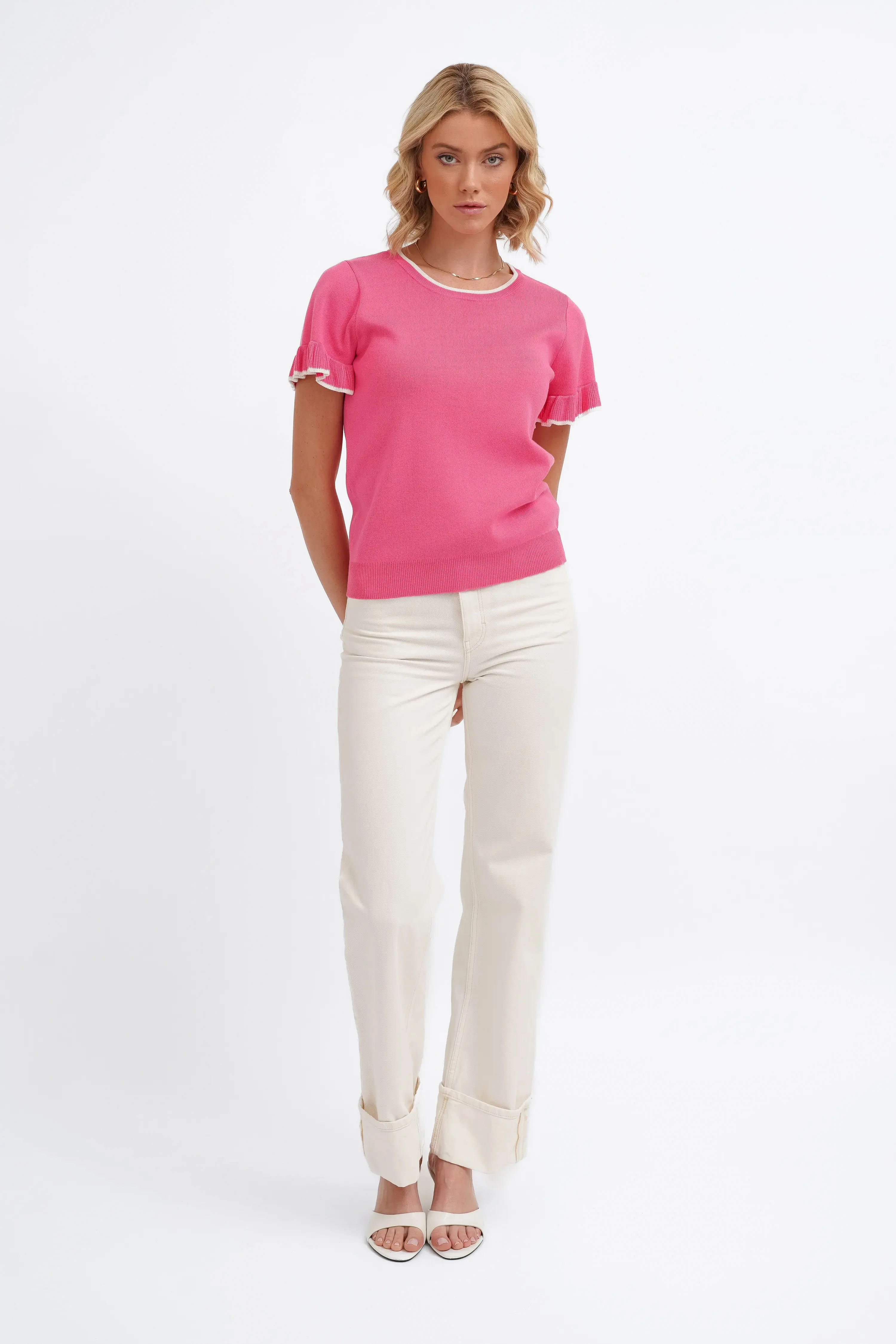 The Contrast Trim Ruffle Tee - Image 4