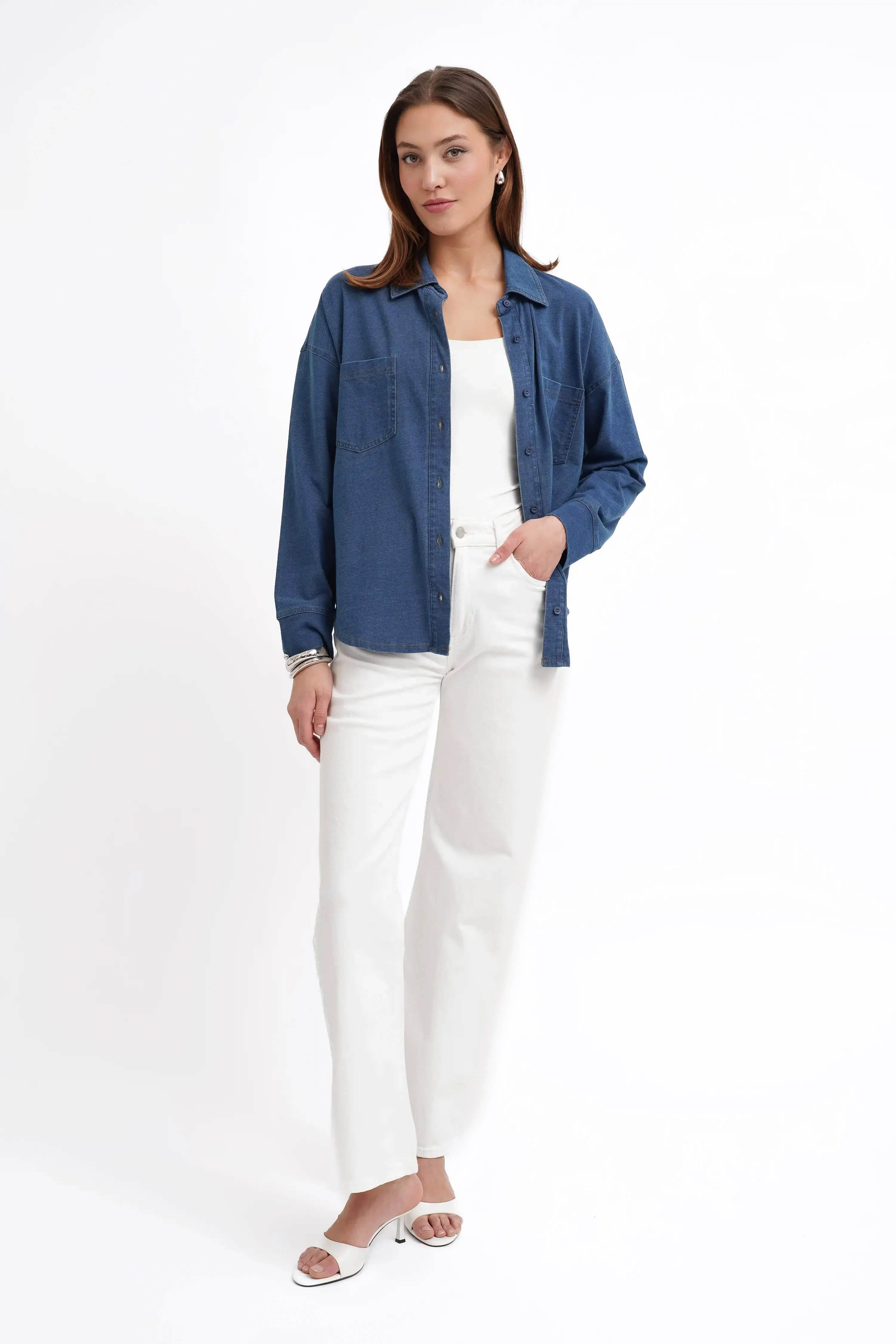 The Denim Knit Button-Up Shirt - Image 3
