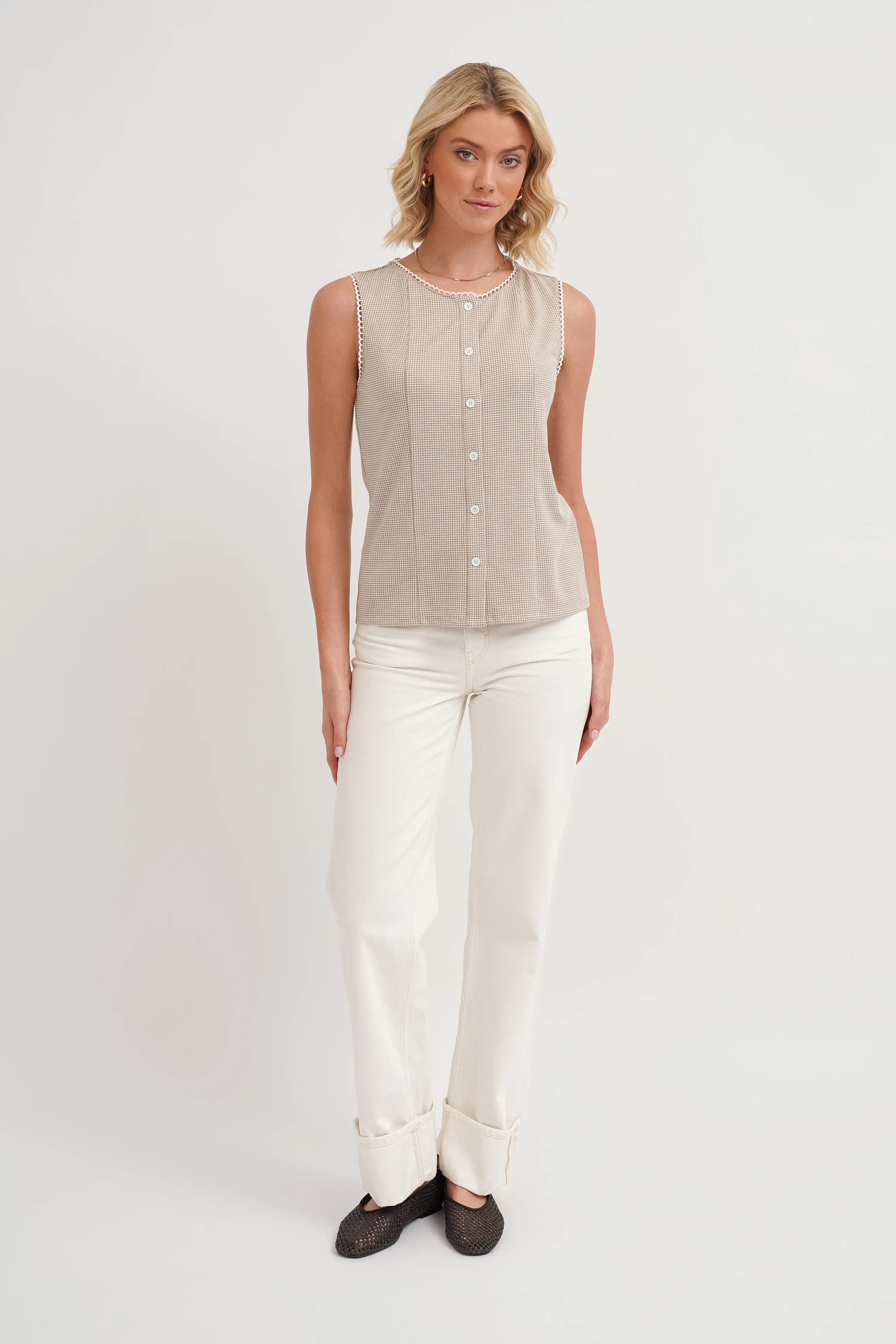 The Gingham Button Shell - Image 2