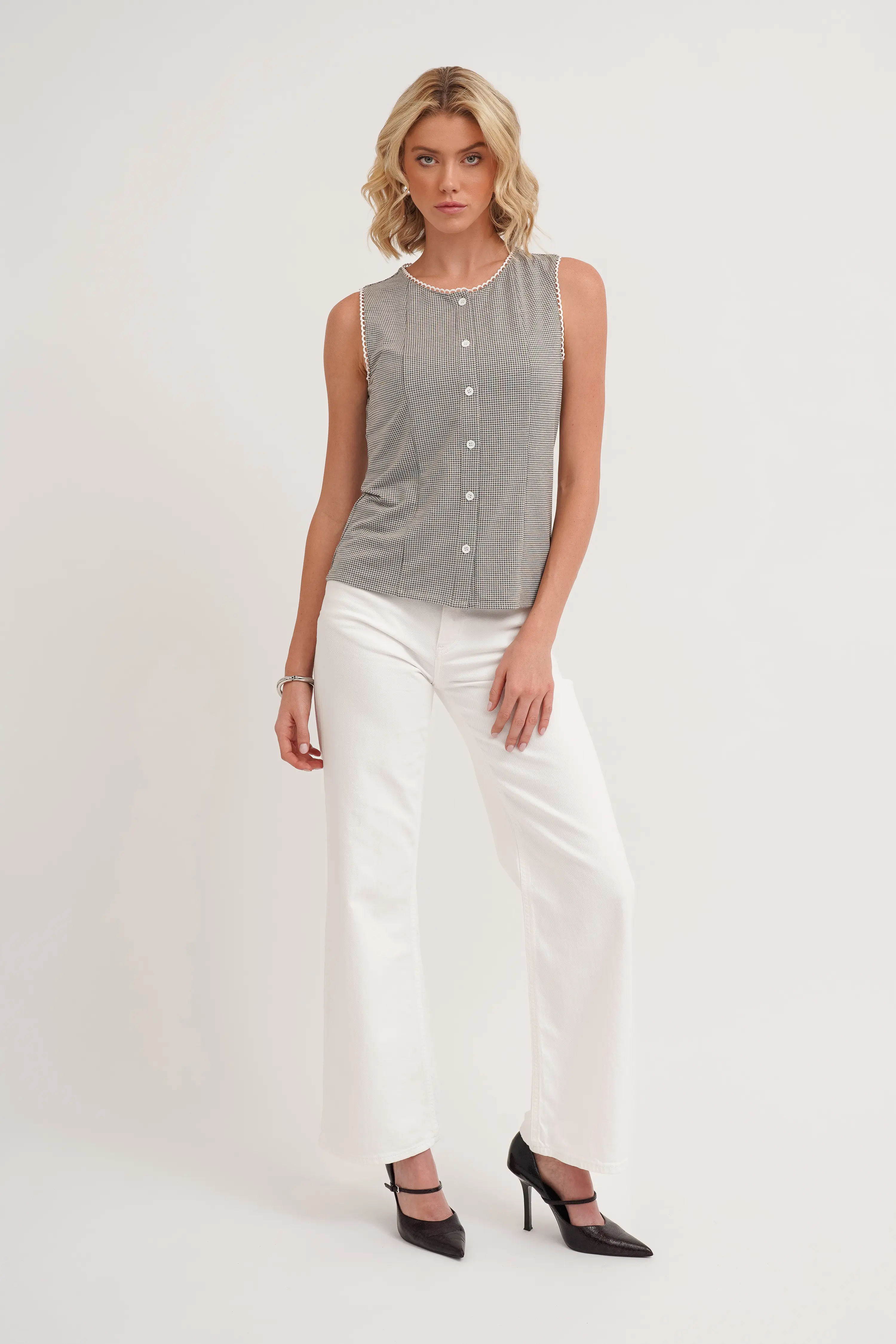 The Gingham Button Shell - Image 3
