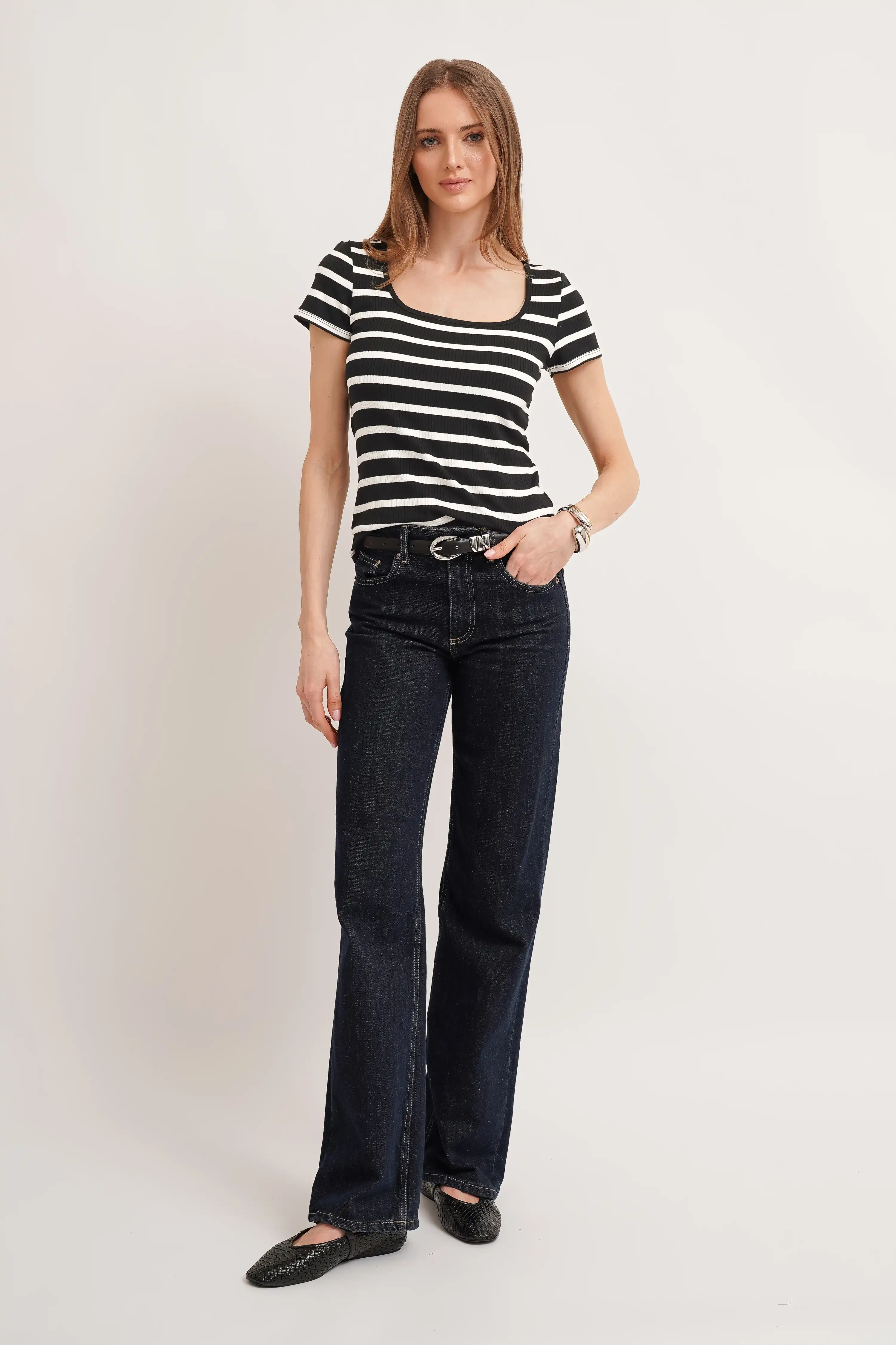 The Striped Square Neck Tee
