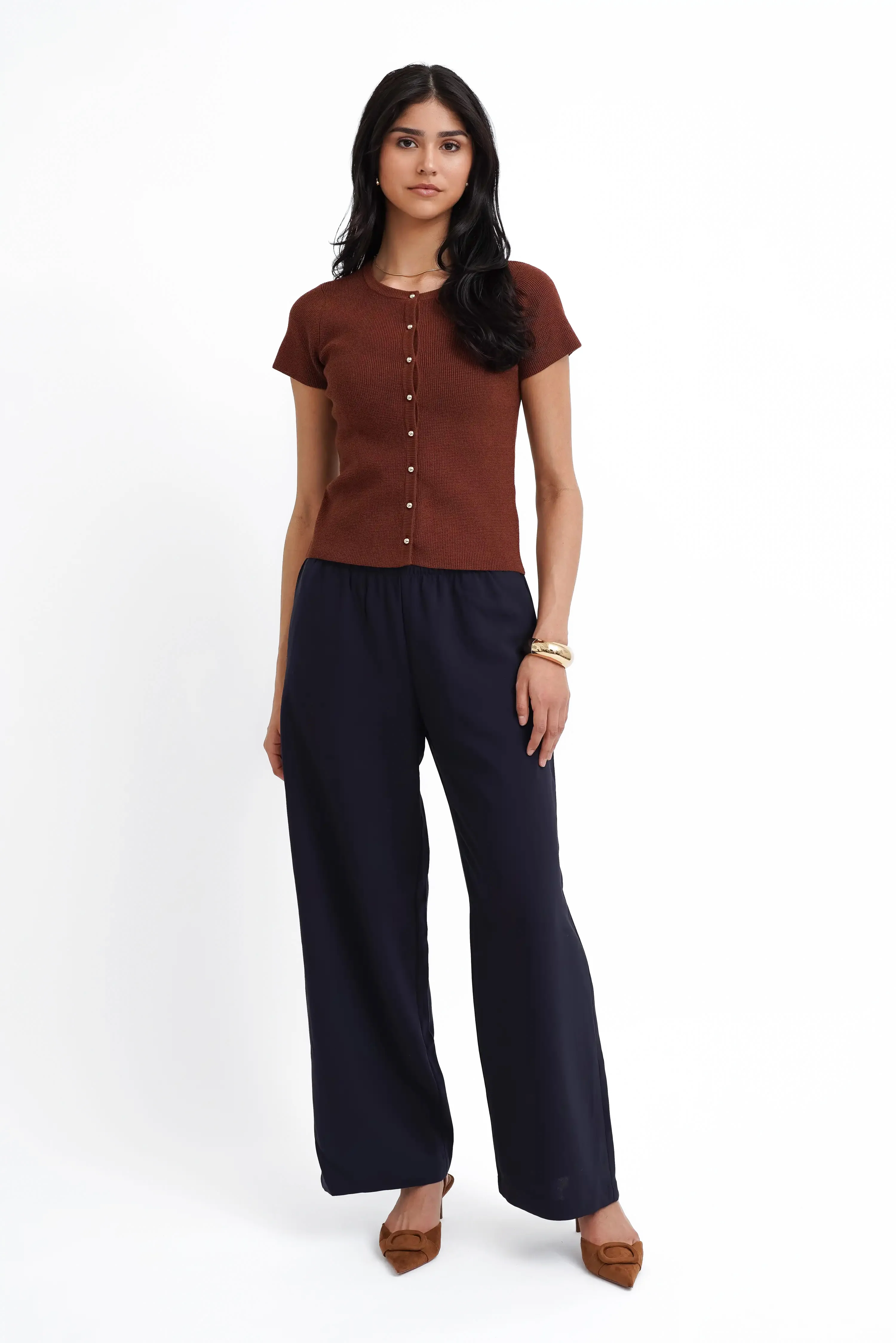 The Textured Button Short Sleeve Cardigan - Image 3