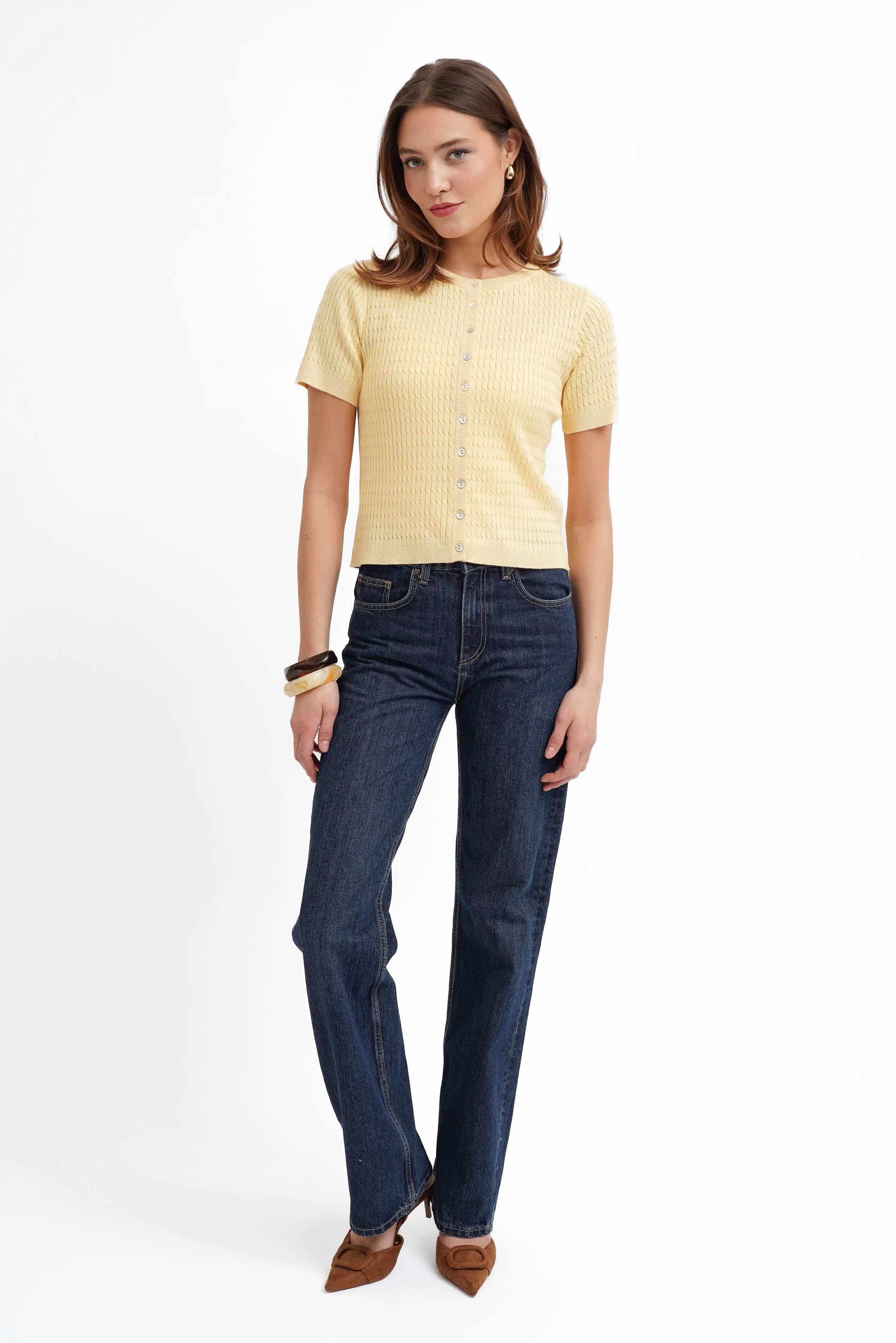 The Textured Knit Button Top - Image 4